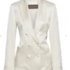 And Just Like Carrie Bradshaw Satin Crepe White Blazer
