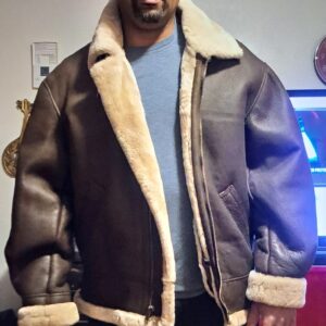 Mens B3 Bomber Aviator WWII Shearling Sheepskin Leather Jacket