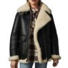 Women Bomber Aviator Shearling Jacket