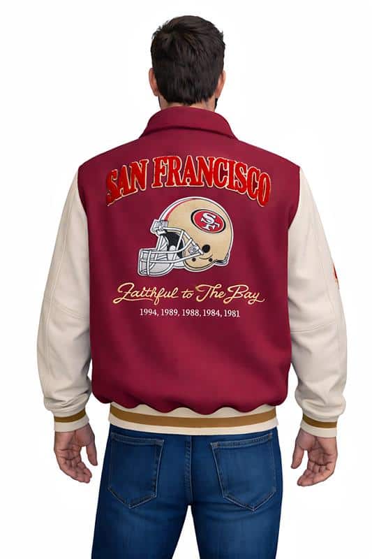 Abercrombie San Francisco 49ers Varsity Bomber Jacket - Image 6