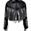 Birds of Prey Margot Robbie Black Fringe Jacket