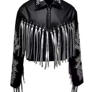 Birds of Prey Margot Robbie Black Fringe Jacket