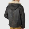 Distressed Brown Shearling Leather Jacket Mens - Image 2