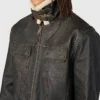 Distressed Brown Shearling Leather Jacket Mens