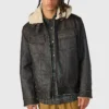 Distressed Brown Shearling Leather Jacket Mens