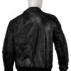 Mens Real Sheepskin Leather Bomber Jacket Solid Black