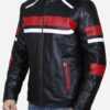 Biker Red Black Leather Jacket Men