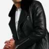 Mens Leather Biker Jacket With Fur Collar