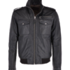 Black Leather Bomber Jacket Mens