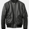 Black Leather Bomber Jacket Mens