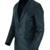 Mens Black Luxurious Leather Blazer - Image 2