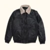 Mens Black Aviator Bomber Leather Jacket