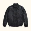 Mens Black Aviator Bomber Leather Jacket - Image 11