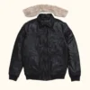 Mens Black Aviator Bomber Leather Jacket - Image 10