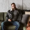 Mens Black Aviator Bomber Leather Jacket - Image 8