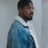 Erik Killmonger Black Panther Shearling Denim Jacket - Image 4