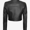 Womens Short Body Cafe Racer Leather Jacket - Image 5