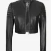 Womens Short Body Cafe Racer Leather Jacket