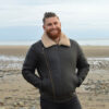 Mens RAF Sheepskin Leather Flying Jacket Dark Brown