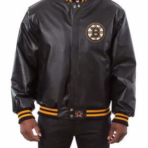 Boston Bruins Leather Bomber Jacket