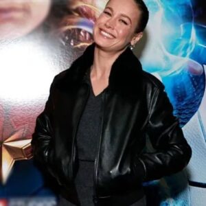 Brie Larson Black Leather Jacket