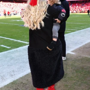 Brittany Mahomes Black Shearling Coat