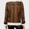 Women Asymmetrical Zip Shearling Leather Coat