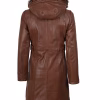 Women's Prato Hooded Brown Leather Coat