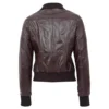 Womens Slim Fit Leather Jacket with Hood Chocolate Brown