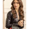 Emily In Paris Lily Collins Leather Jacket