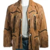 Men's Suede Leather Jacket With Fringe