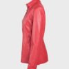 Womens Cafe Racer Leather Motorcycle Jacket Red - Image 2