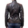 Women's Ox Blood Vintage Cafe Racer Leather Jacket - Image 2
