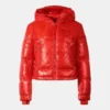 Caitlin Clark Chiefs Texan Games Red Puffer Jacket