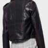 Womens Black Moto Leather Jacket - Image 2