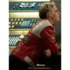 Charlie's Angles Kristen Stewart Leather Bomber Jacket Red and White - Image 4