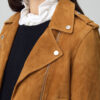 Womens Studded Brown Suede Leather Jacket - Image 2