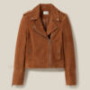 Womens Studded Brown Suede Leather Jacket