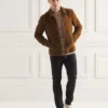 Men's Dark Brown Suede Leather Jacket - Image 4