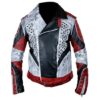 Inspiration: Movie: Descendants 2 Celebrity: Cameron Boyce Character Name: Carlos Specification: Material: Real Leather Inner: Viscose Lining Collar: Lapel Collar Closure: Zipper Closure Cuff: Zipper Cuffs Pockets: Two Side Waist Zipper Pockets Color: Red, White & Blackvvvvvvv