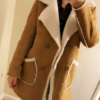 Double Breasted Shearling Coat For Womens