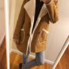 Double Breasted Shearling Coat For Womens