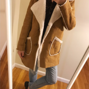 Double Breasted Shearling Coat For Womens