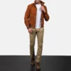 Brown Suede Bomber Jacket Mens