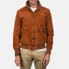 Brown Suede Bomber Jacket Mens - Image 8