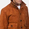 Brown Suede Bomber Jacket Mens - Image 4