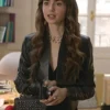 Emily In Paris Lily Collins Leather Jacket