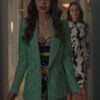 Emily in Paris S02 Emily Cooper Green Houndstooth Blazer - Image 5