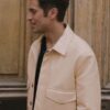 Emily in Paris S03 Gabriel Beige Leather Jacket