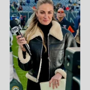 Erin Andrews Black Shearling Leather Jacket